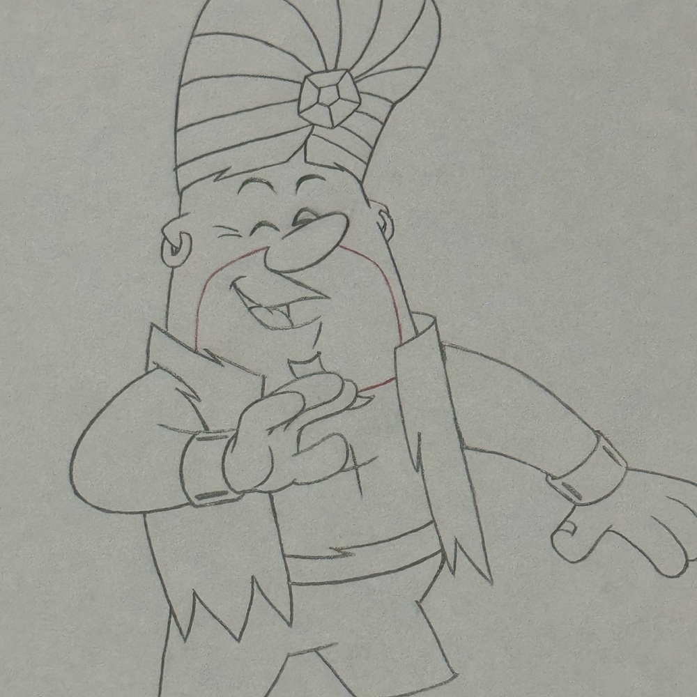 Original‎ Flintstones Animation Drawing – Genie/Sultan Costume Hanna-Barbera